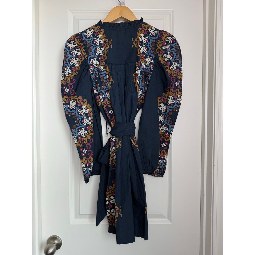 NWOT Cleobella Ivana Mini Boho Autumn Dress Organic Cotton Venezia Blue Small - Picture 6 of 9